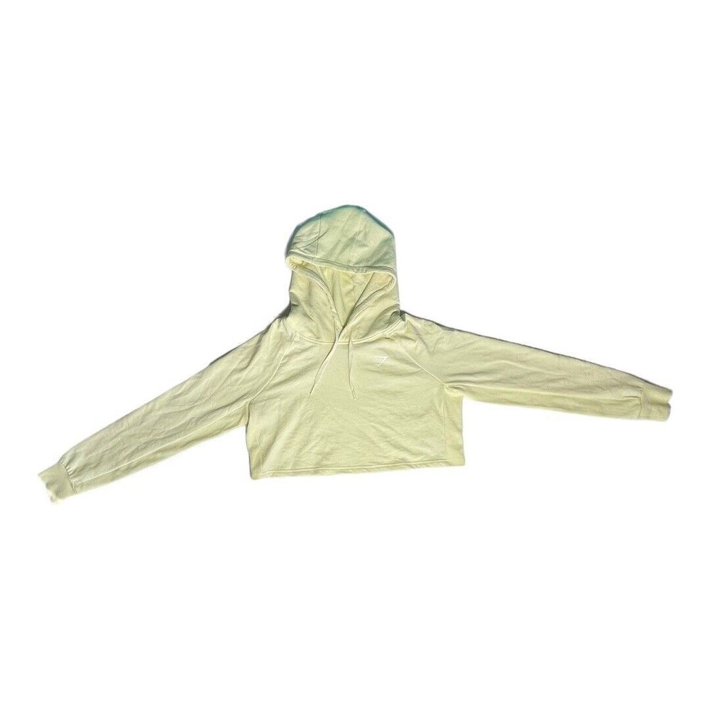 Gym Shark Hoodie Womens Medium Yellow Long Sleeve Cropped Pullover Activewear